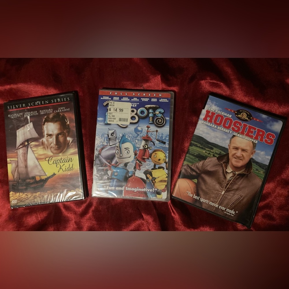 Lot of 3 DVDs: Captain Kid, Robots, and Hoosiers